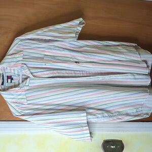 Tommy Hilfiger Men's Multicolor Striped Button Up Shirt XL Vintage 90s